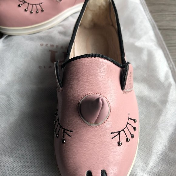 Childs LEATHER EVERUGG Pink Unicorn Shoes with Horn and eyelashes - Picture 3 of 10
